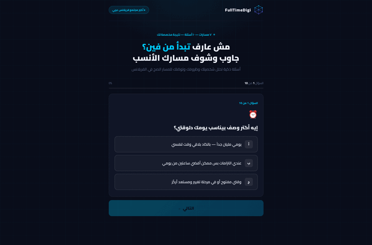 لقطة من أداة تشخيص المسار المهني — Career Path Diagnostic screenshot